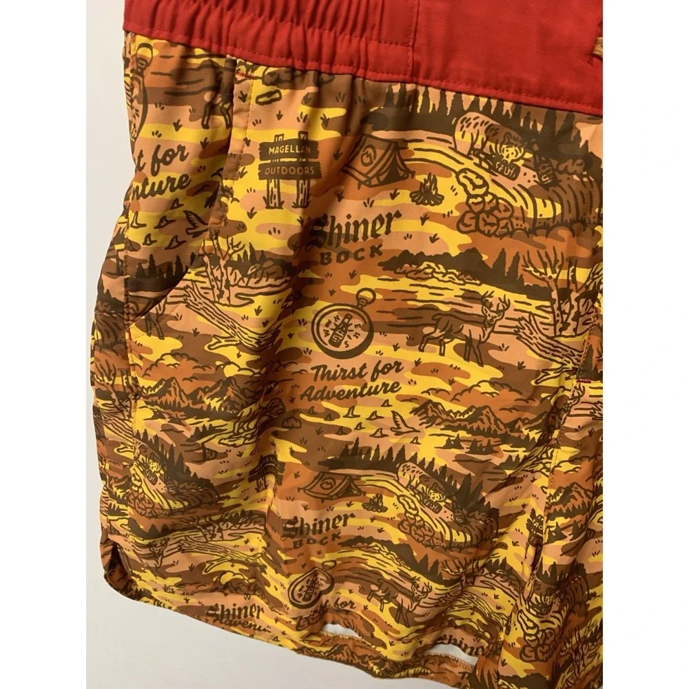 Magellan Outdoors‎ Shorts Mens 2XL Shiner Bock Beer Camo Swim Trunks Fish Gear